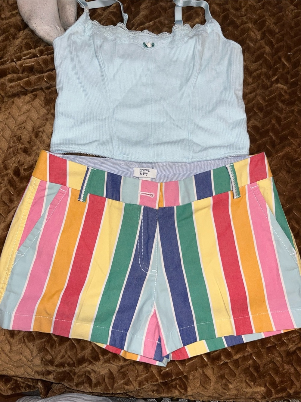 crown & ivy Multicolor Vertical Stripe Women’s Shorts